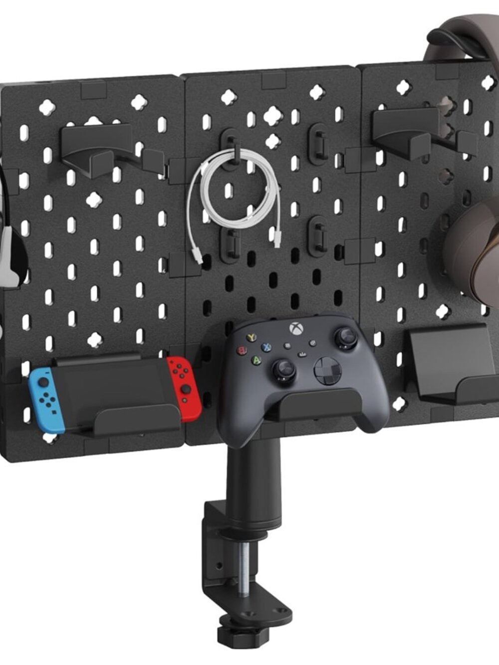 Headphone Controller Holder, Gaming Organizer for Desk, 3Pcs, Black